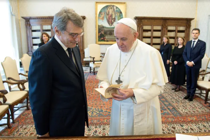 Pope Francis meets with David Sassoli, president of the European Parliament, June 25, 2021.